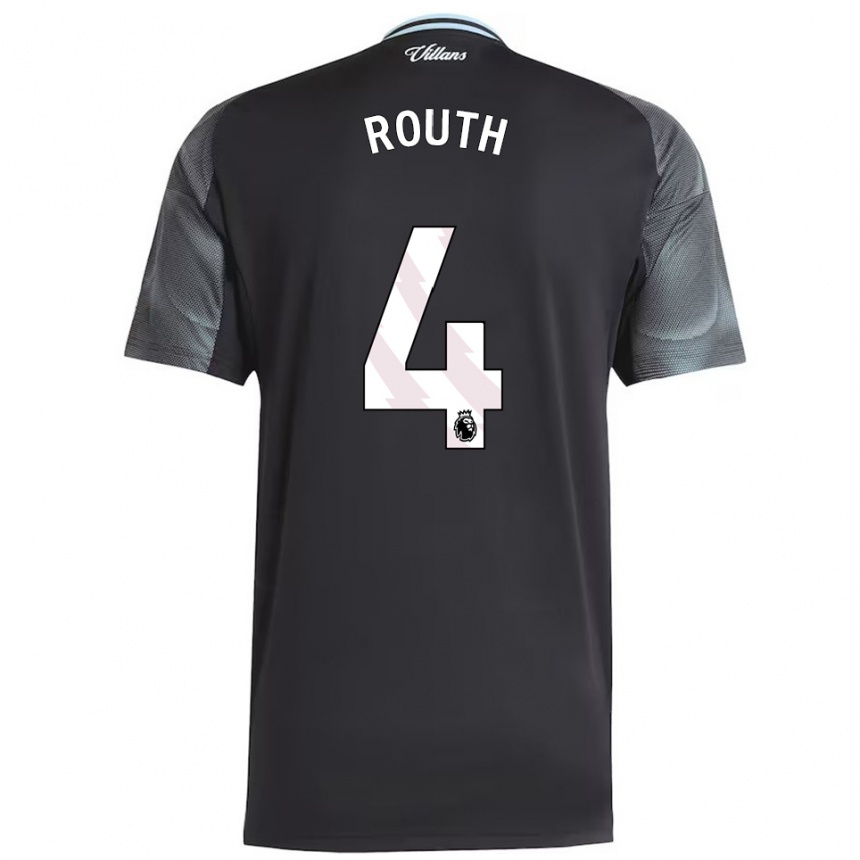 גברים כדורגל Leon Routh #4 שחור תכלת הרחק ג'רזי 2025/26