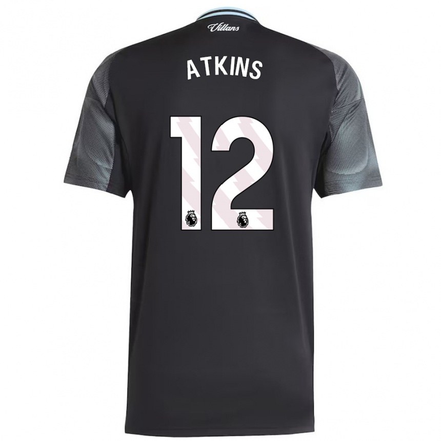 גברים כדורגל Clay Atkins #12 שחור תכלת הרחק ג'רזי 2025/26