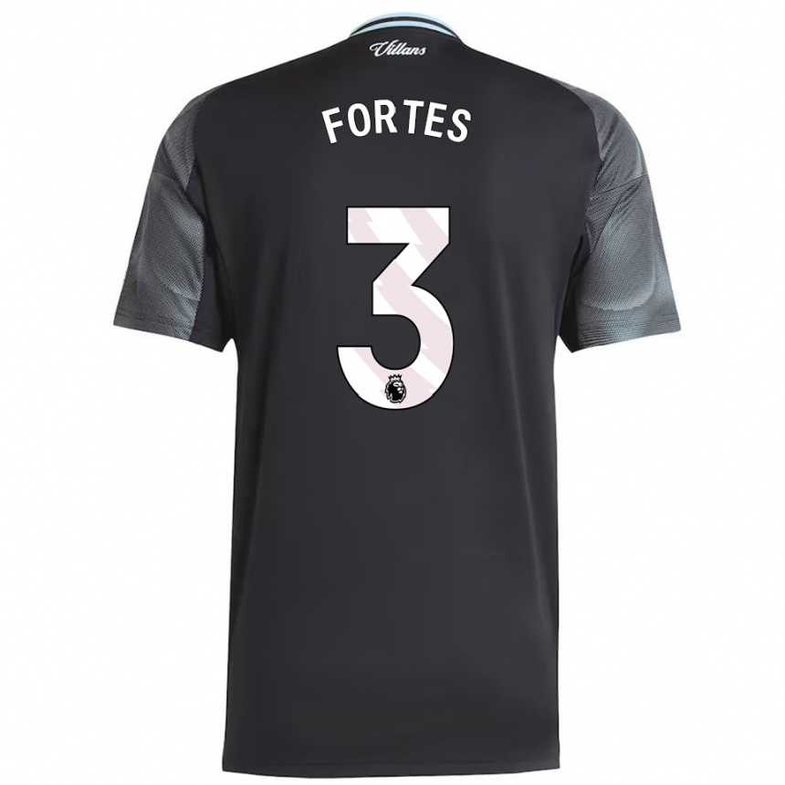 גברים כדורגל Rodrigo Fortes #3 שחור תכלת הרחק ג'רזי 2025/26