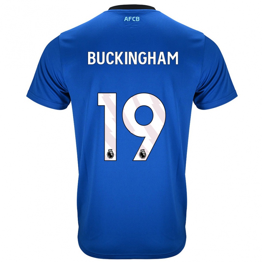 גברים כדורגל Alisha Buckingham #19 כחול שחור הרחק ג'רזי 2025/26