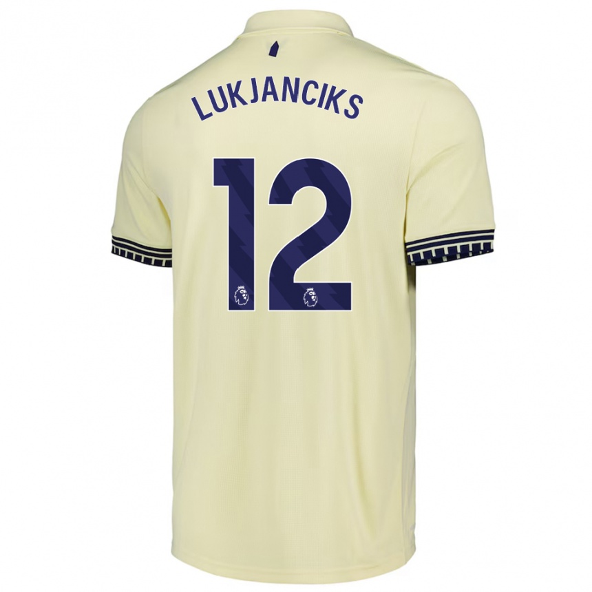 גברים כדורגל Douglass Lukjanciks #12 לבן מלוכלך שחור הרחק ג'רזי 2025/26