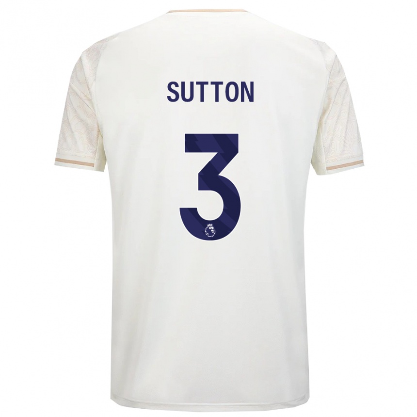 גברים כדורגל Spencer Sutton #3 לבן מלוכלך שחור הרחק ג'רזי 2025/26