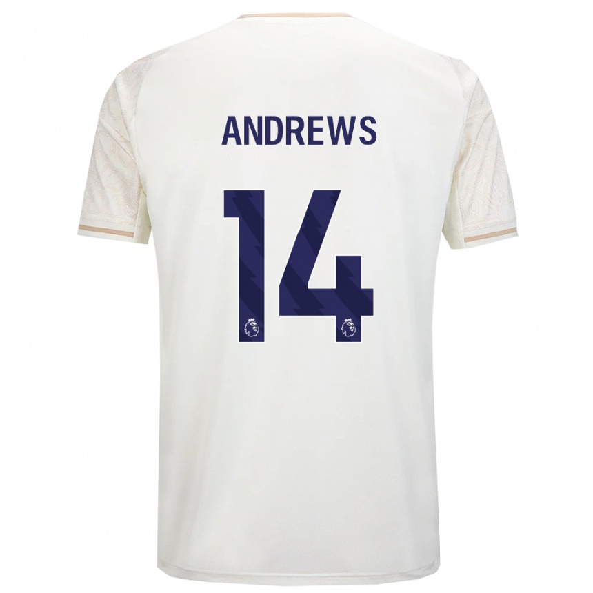 גברים כדורגל Harvey Andrews #14 לבן מלוכלך שחור הרחק ג'רזי 2025/26