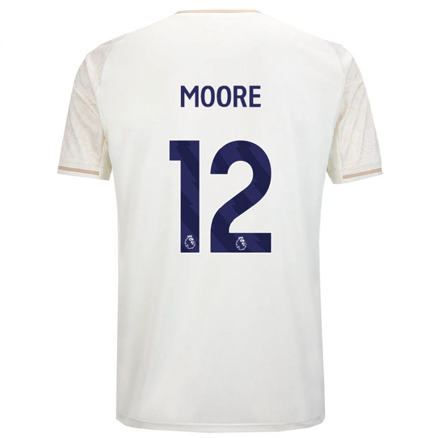 גברים כדורגל Daniel Moore #12 לבן מלוכלך שחור הרחק ג'רזי 2025/26