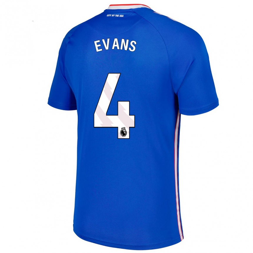 גברים כדורגל קורי אוונס #4 כחול לבן הרחק ג'רזי 2025/26