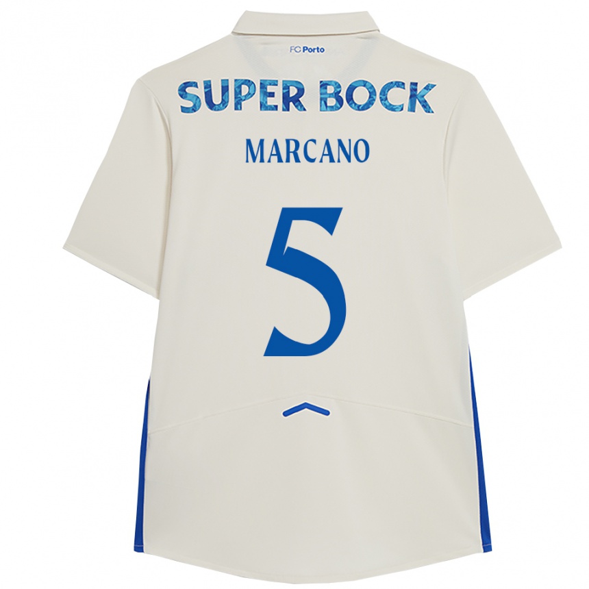 גברים כדורגל איבן מרקאנו #5 לבן כחול ג'רזי קיט שלישי 2025/26