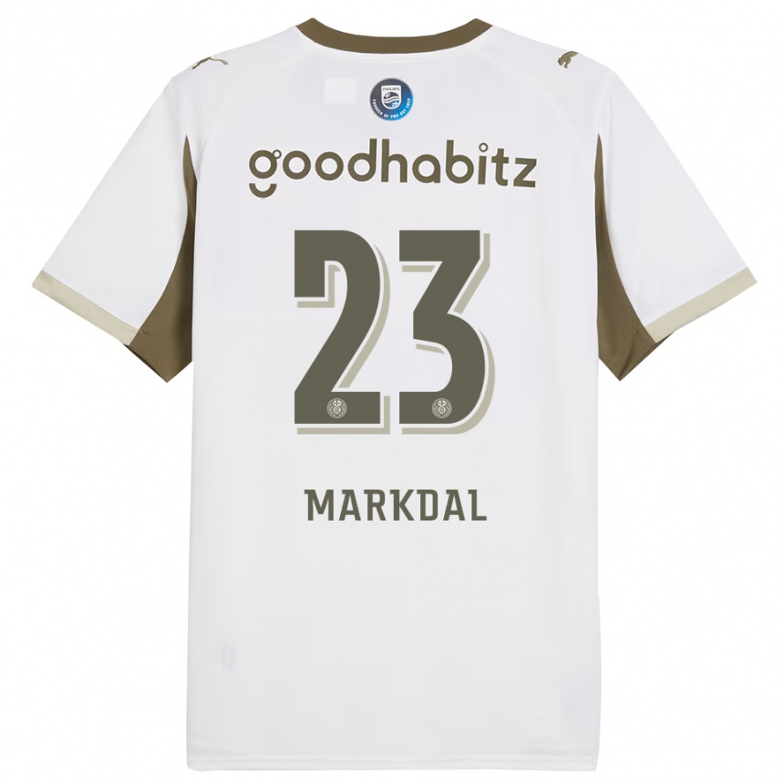 גברים כדורגל Mikkel Markdal #23 לבן אפור ג'רזי קיט שלישי 2025/26