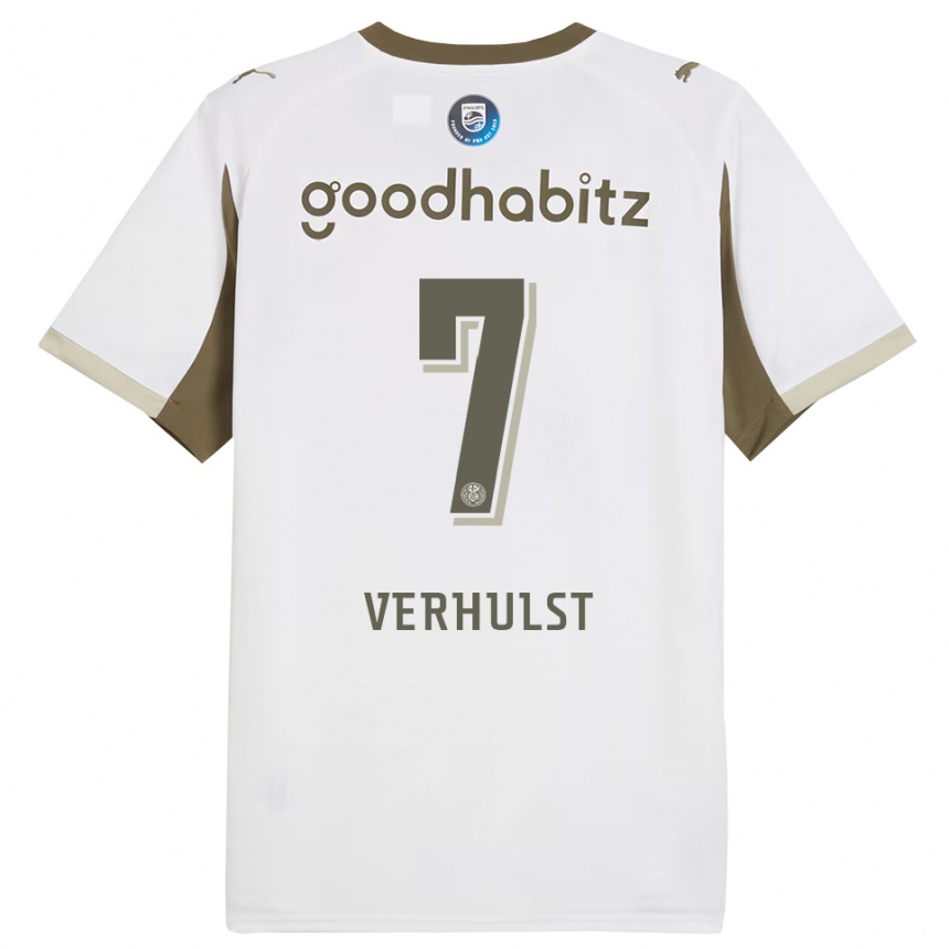 גברים כדורגל Gino Verhulst #7 לבן אפור ג'רזי קיט שלישי 2025/26