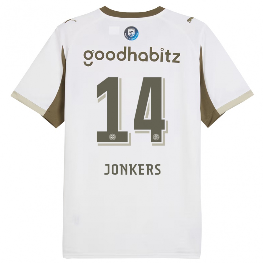 גברים כדורגל Brent Jonkers #14 לבן אפור ג'רזי קיט שלישי 2025/26