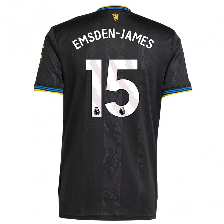 גברים כדורגל Harley Emsden-James #15 שחור צהוב כחול ג'רזי קיט שלישי 2025/26