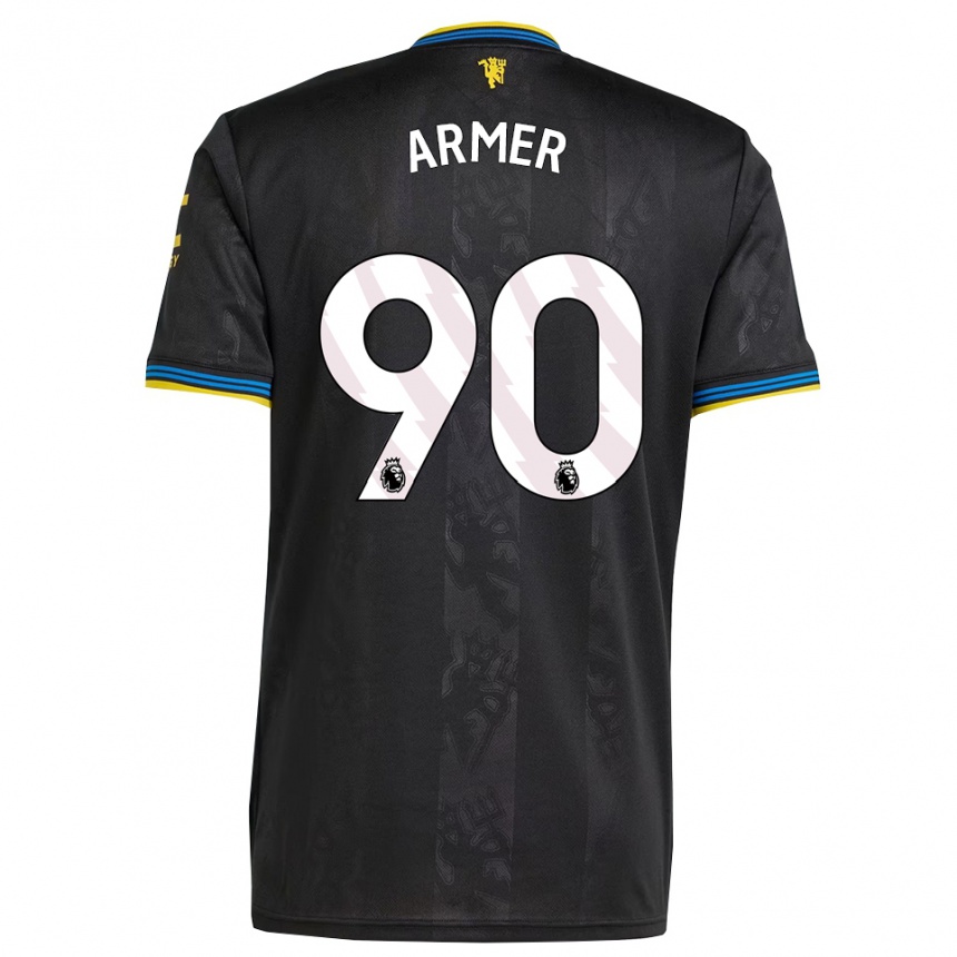 גברים כדורגל Daniel Armer #90 שחור צהוב כחול ג'רזי קיט שלישי 2025/26