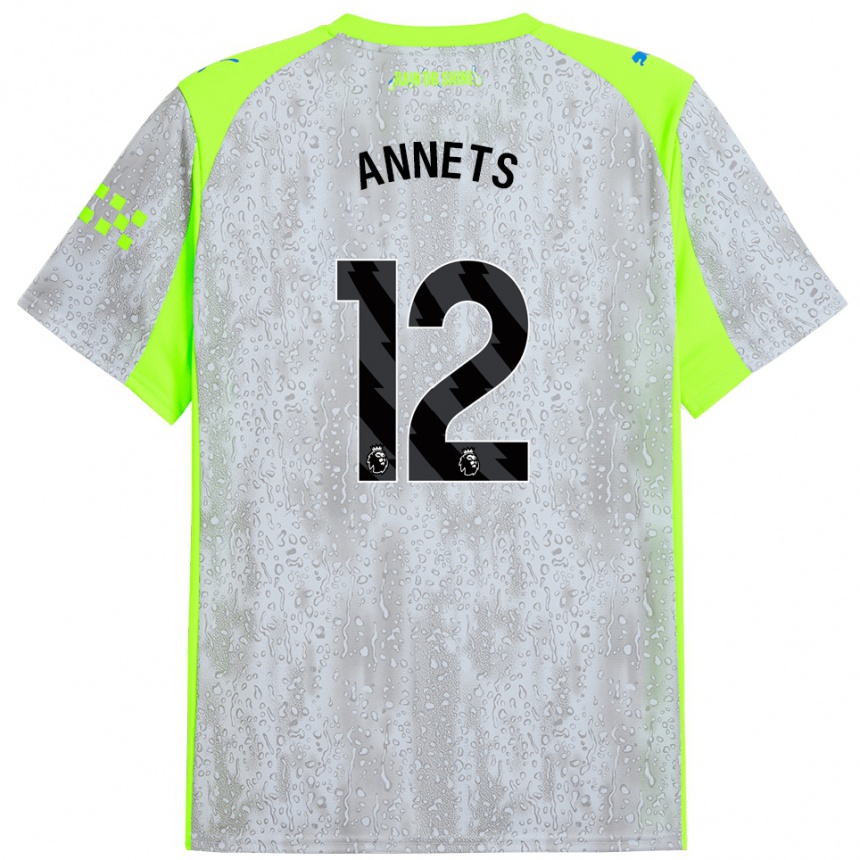 גברים כדורגל Eve Annets #12 אפור צהוב ג'רזי קיט שלישי 2025/26