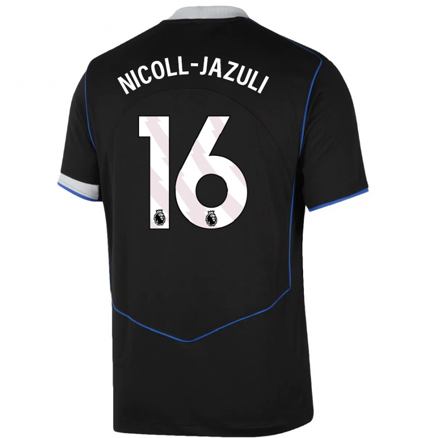גברים כדורגל Mahdi Nicoll-Jazuli #16 שחור כחול כסוף ג'רזי קיט שלישי 2025/26