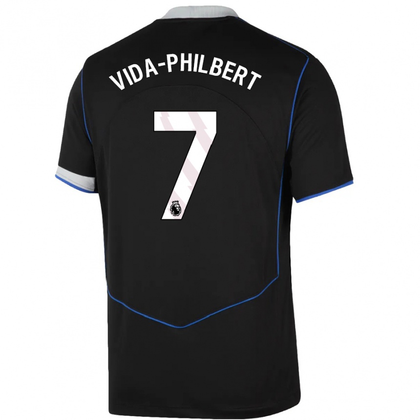 גברים כדורגל Joel Vida-Philbert #7 שחור כחול כסוף ג'רזי קיט שלישי 2025/26