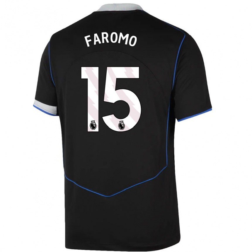 גברים כדורגל Trey Faromo #15 שחור כחול כסוף ג'רזי קיט שלישי 2025/26
