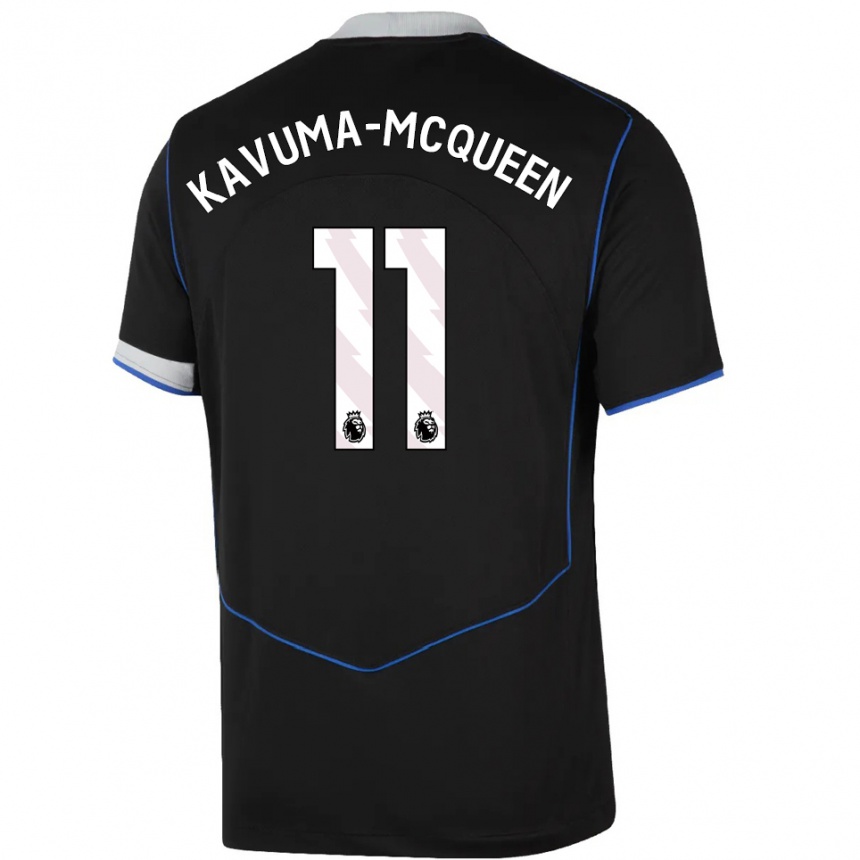 גברים כדורגל Ryan Kavuma-Mcqueen #11 שחור כחול כסוף ג'רזי קיט שלישי 2025/26
