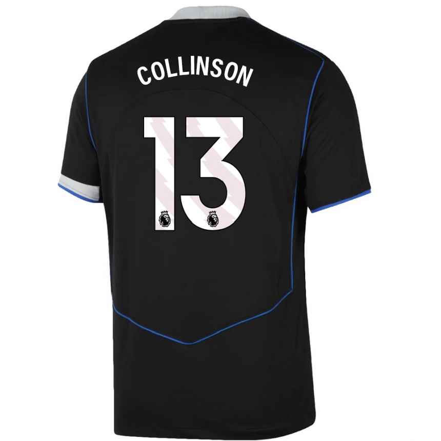 גברים כדורגל Isaac Collinson #13 שחור כחול כסוף ג'רזי קיט שלישי 2025/26