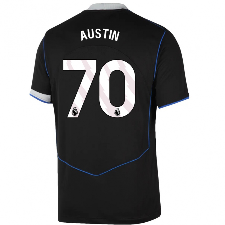 גברים כדורגל Jack Austin #70 שחור כחול כסוף ג'רזי קיט שלישי 2025/26