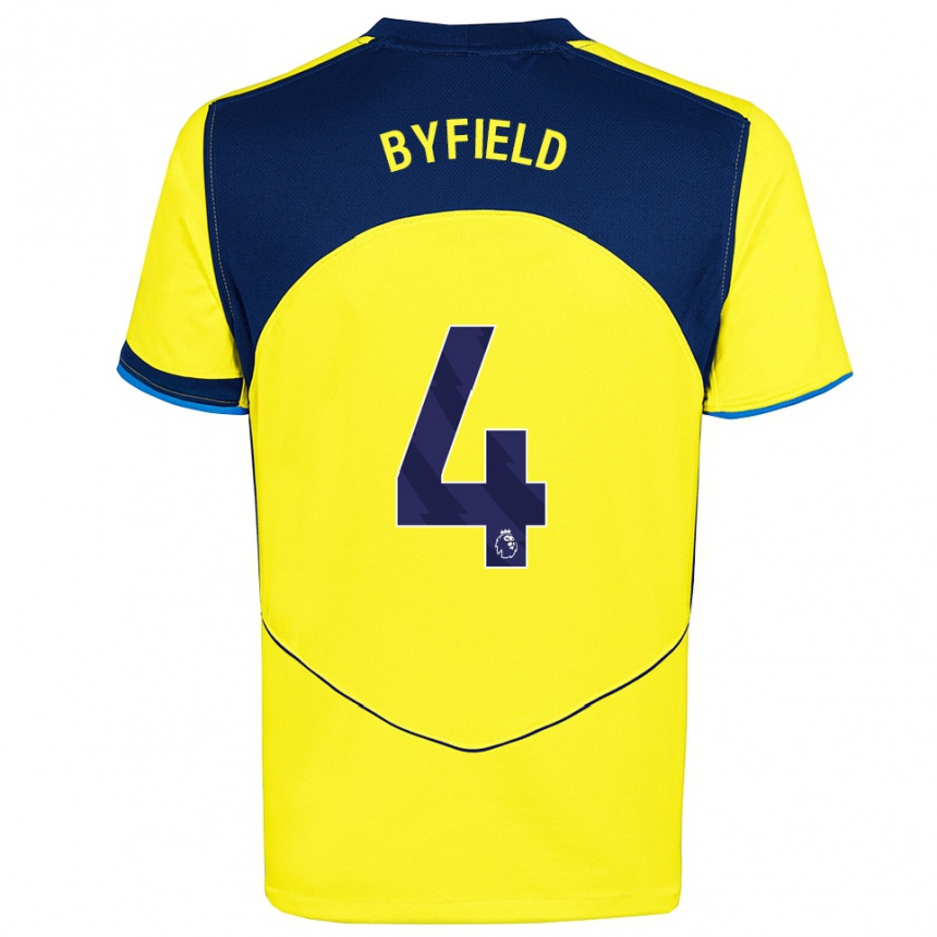 גברים כדורגל Jun'ai Byfield #4 צהוב נייבי ג'רזי קיט שלישי 2025/26