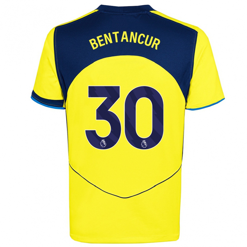 גברים כדורגל רודריגו בנטנקור #30 צהוב נייבי ג'רזי קיט שלישי 2025/26
