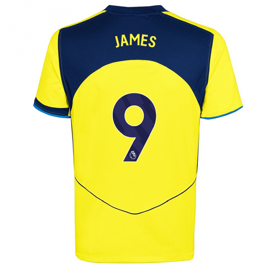 גברים כדורגל הרבי ג'יימס #9 צהוב נייבי ג'רזי קיט שלישי 2025/26