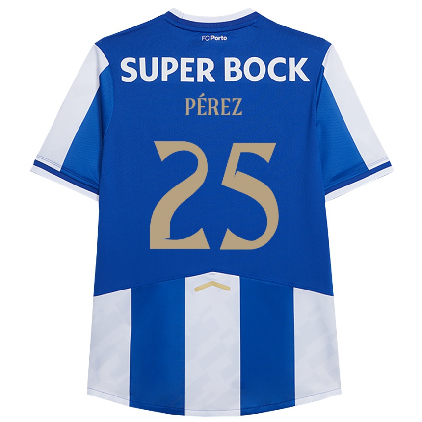 נשים כדורגל Tomás Pérez #25 כחול לבן ג'רזי ביתית 2025/26