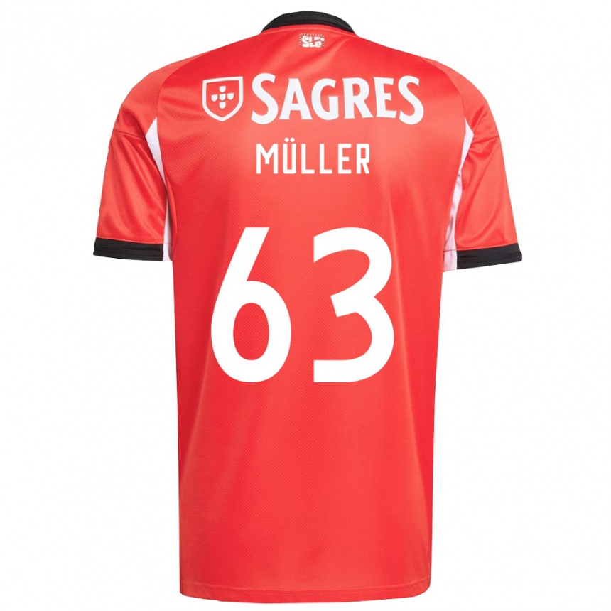 נשים כדורגל חוסה מולר #63 אדום לבן ג'רזי ביתית 2025/26