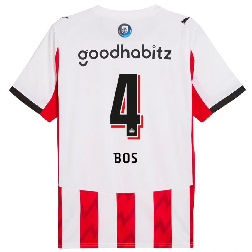 נשים כדורגל Floris Bos #4 אדום לבן ג'רזי ביתית 2025/26