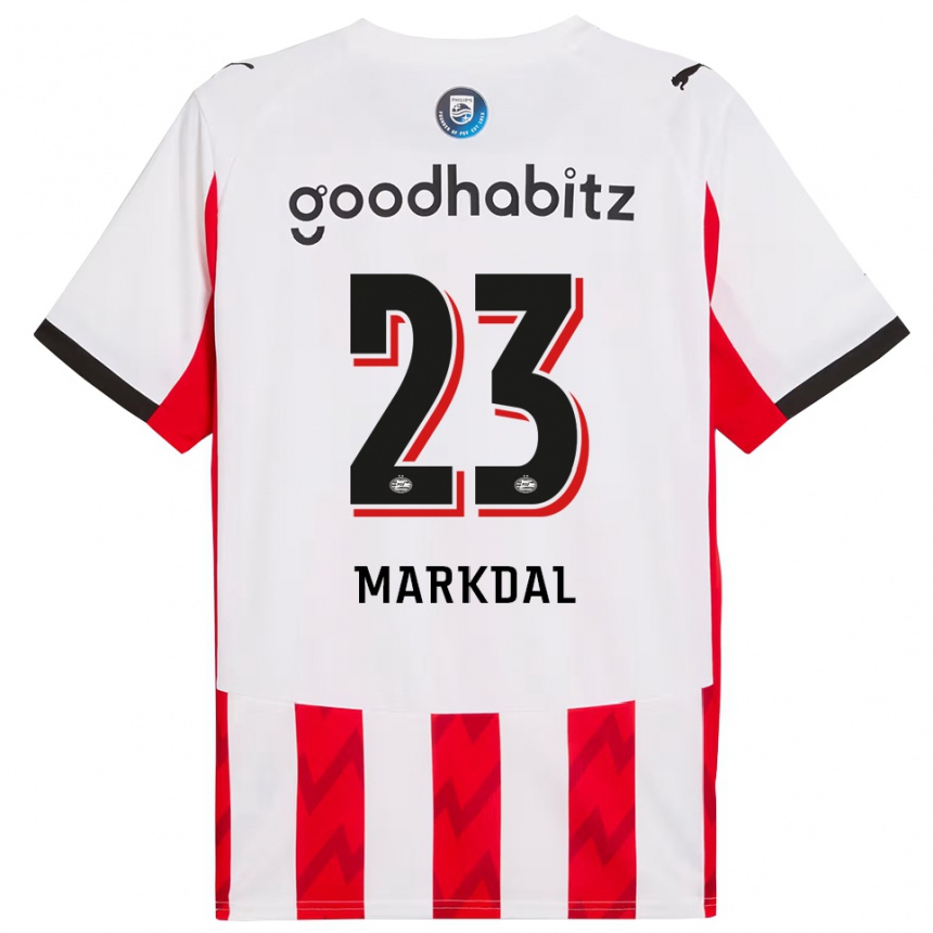 נשים כדורגל Mikkel Markdal #23 אדום לבן ג'רזי ביתית 2025/26