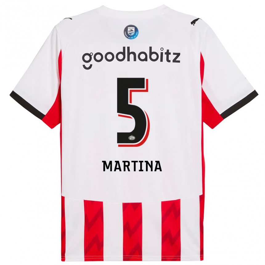 נשים כדורגל Jorvimar Martina #5 אדום לבן ג'רזי ביתית 2025/26