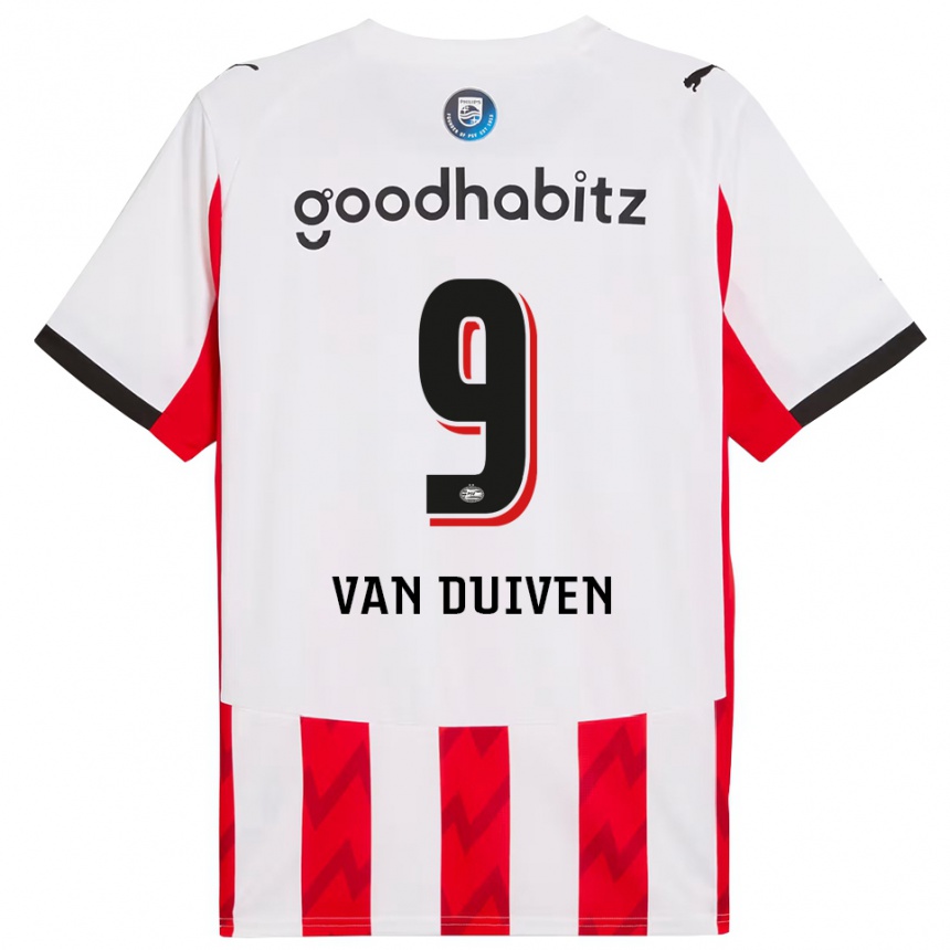 נשים כדורגל רובין ואן דואיבן #9 אדום לבן ג'רזי ביתית 2025/26
