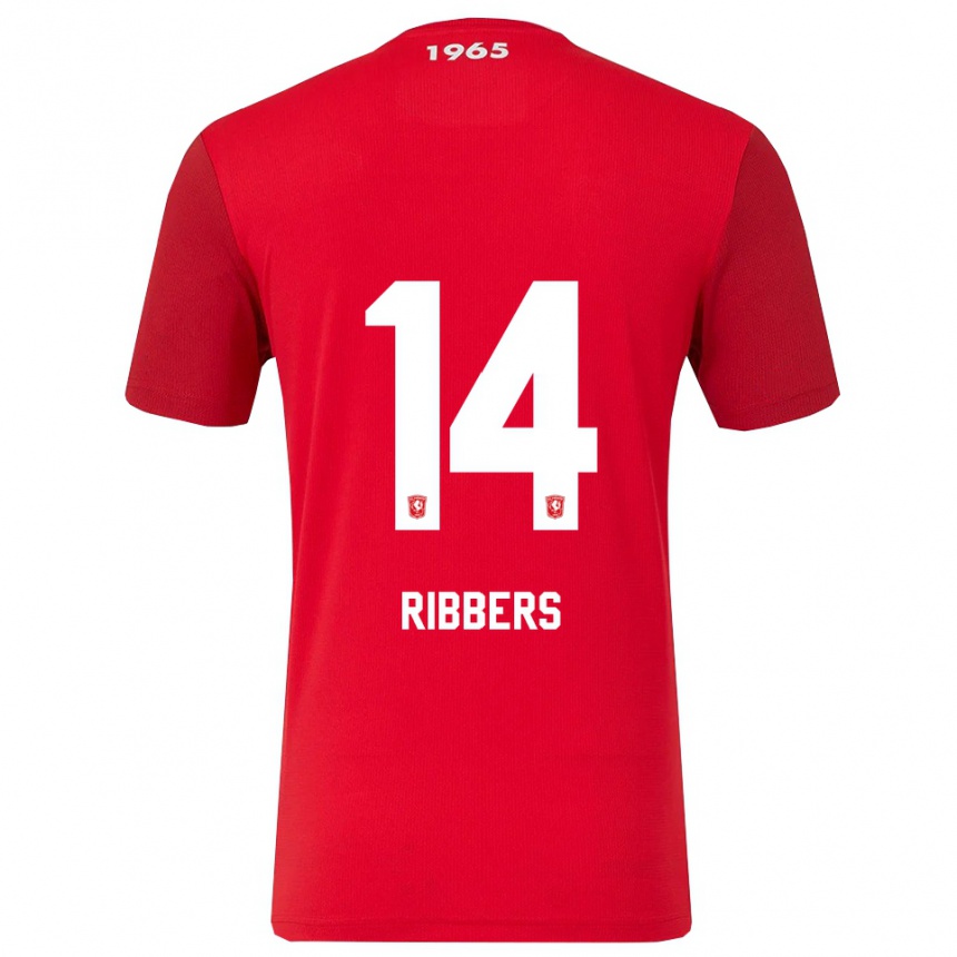 נשים כדורגל Jort Ribbers #14 אדום לבן ג'רזי ביתית 2025/26