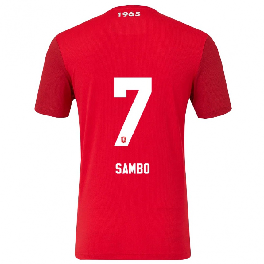 נשים כדורגל Giandro Sambo #7 אדום לבן ג'רזי ביתית 2025/26