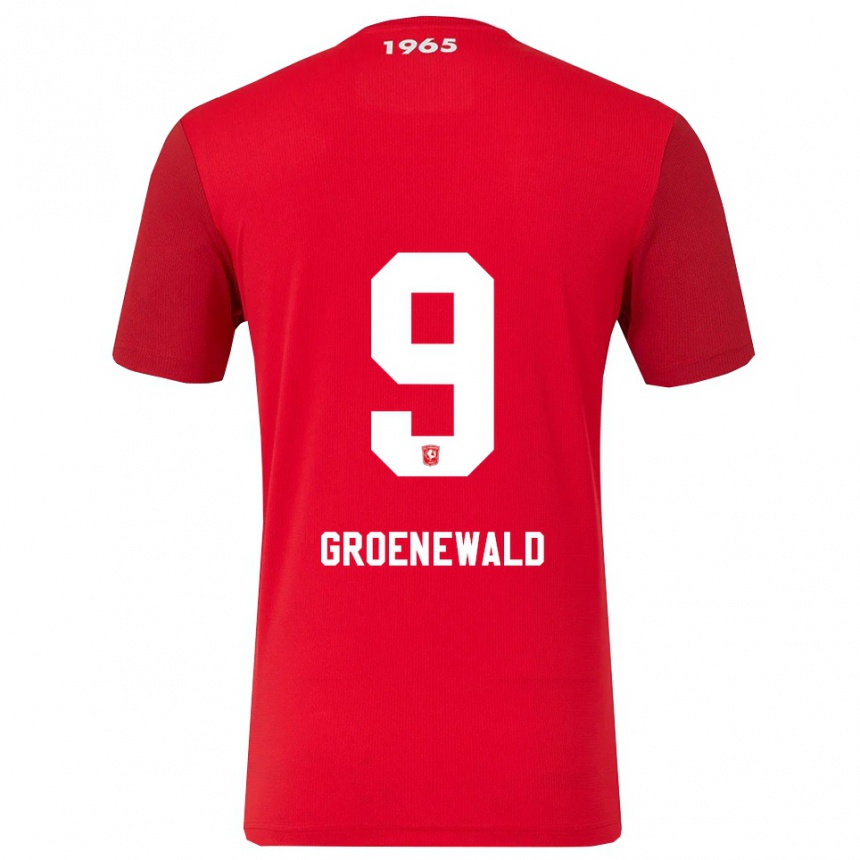 נשים כדורגל Nigel Groenewald #9 אדום לבן ג'רזי ביתית 2025/26