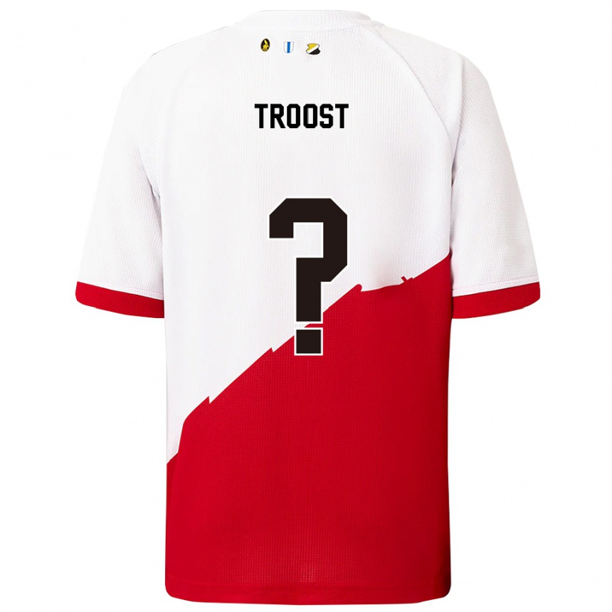 נשים כדורגל Fabian Troost #0 לבן אדום ג'רזי ביתית 2025/26