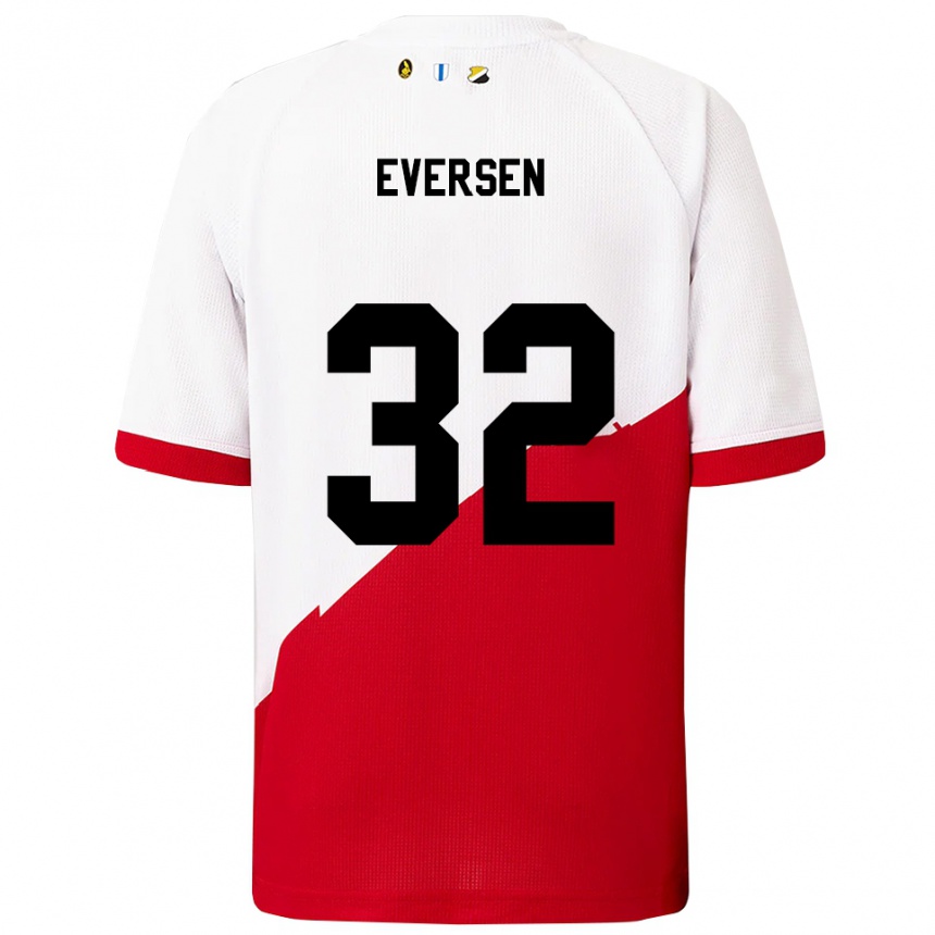 נשים כדורגל Justin Eversen #32 לבן אדום ג'רזי ביתית 2025/26