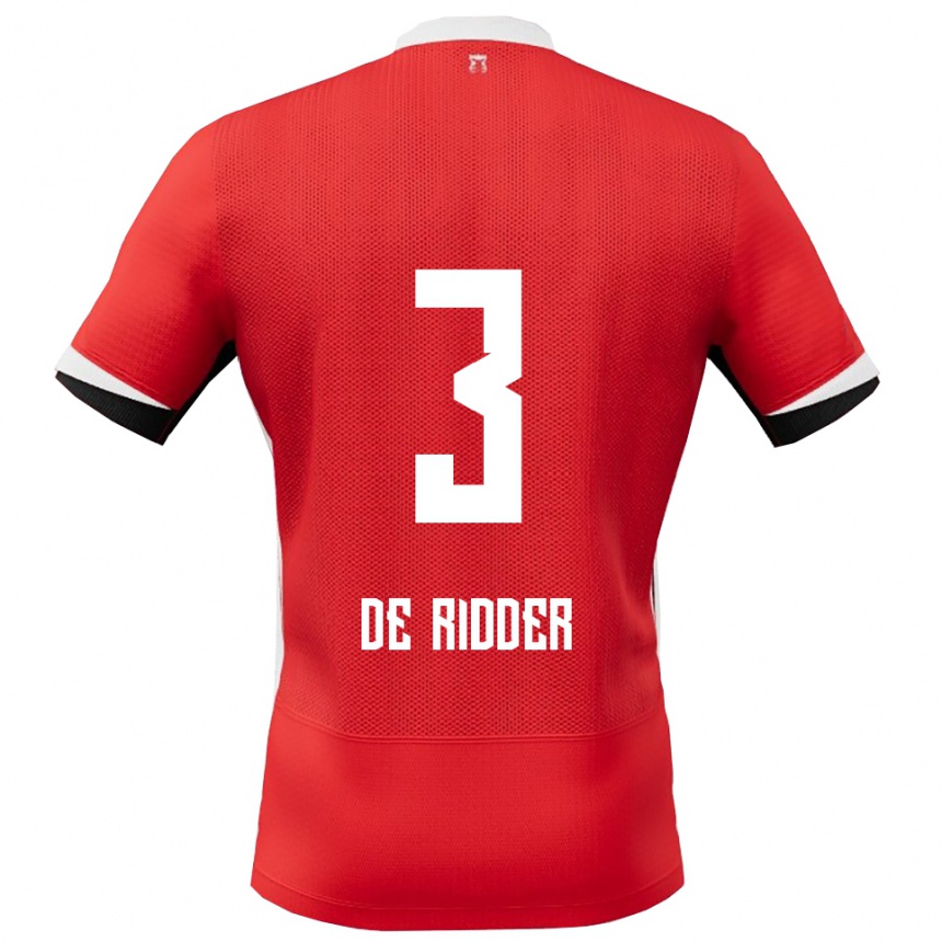 נשים כדורגל Djoeke De Ridder #3 אדום לבן ג'רזי ביתית 2025/26