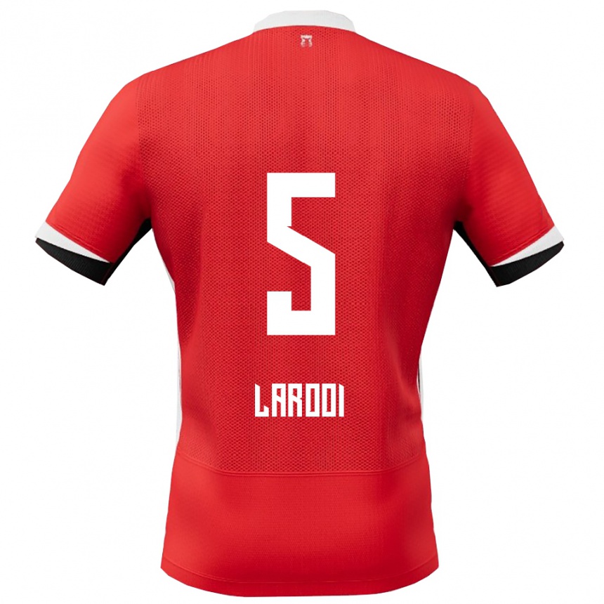 נשים כדורגל Finn Larooi #5 אדום לבן ג'רזי ביתית 2025/26