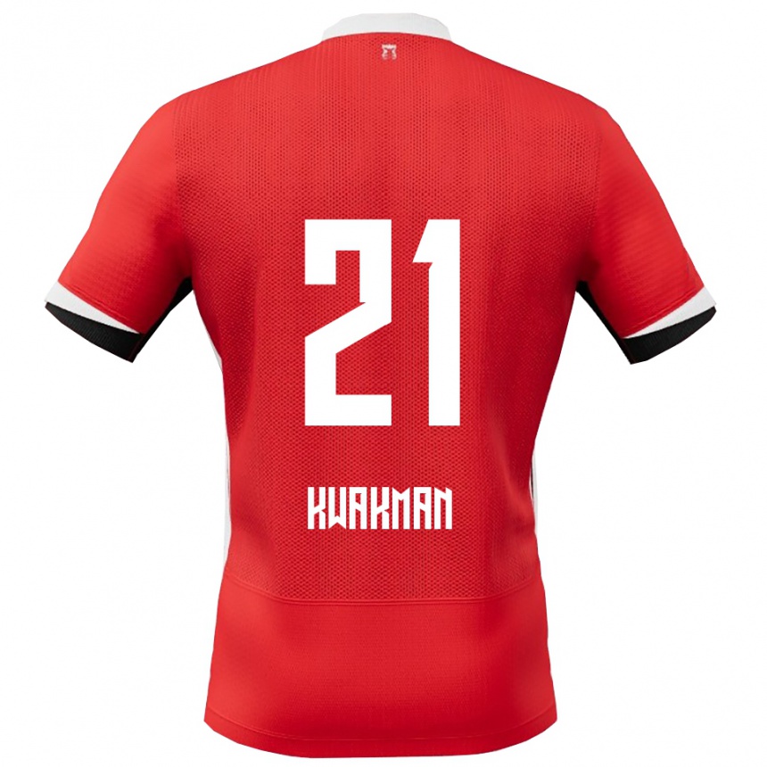 נשים כדורגל דייב קוואקמן #21 אדום לבן ג'רזי ביתית 2025/26