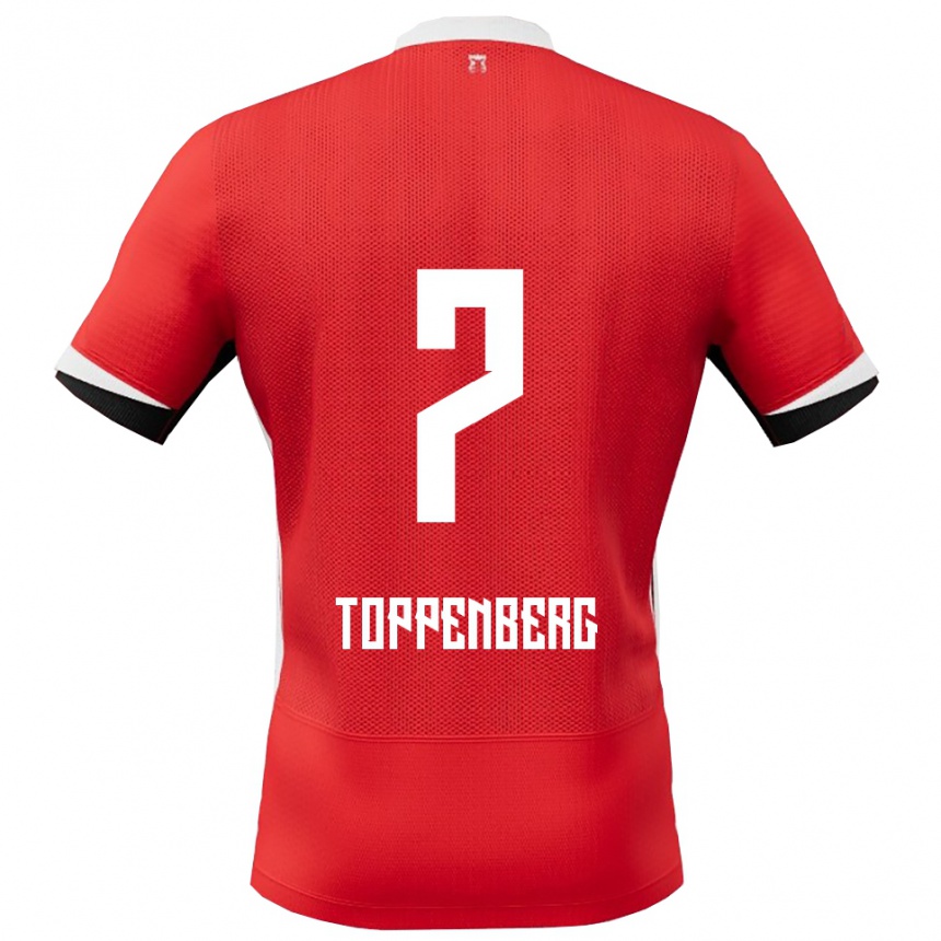 נשים כדורגל Kevin Toppenberg #7 אדום לבן ג'רזי ביתית 2025/26