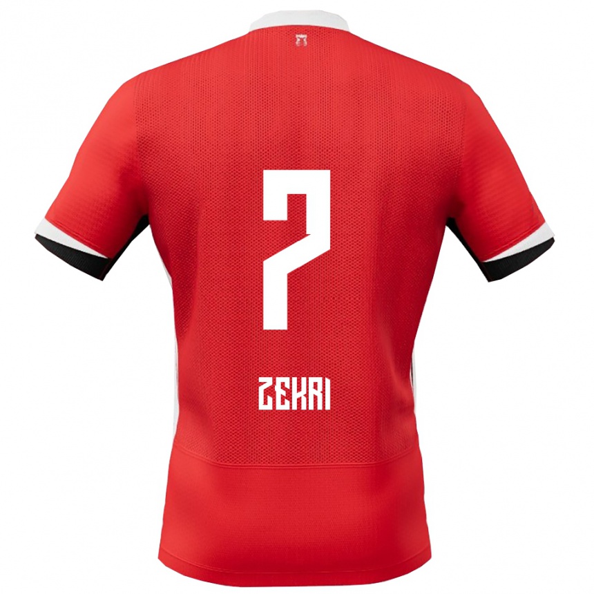 נשים כדורגל Rayan Zekri #7 אדום לבן ג'רזי ביתית 2025/26