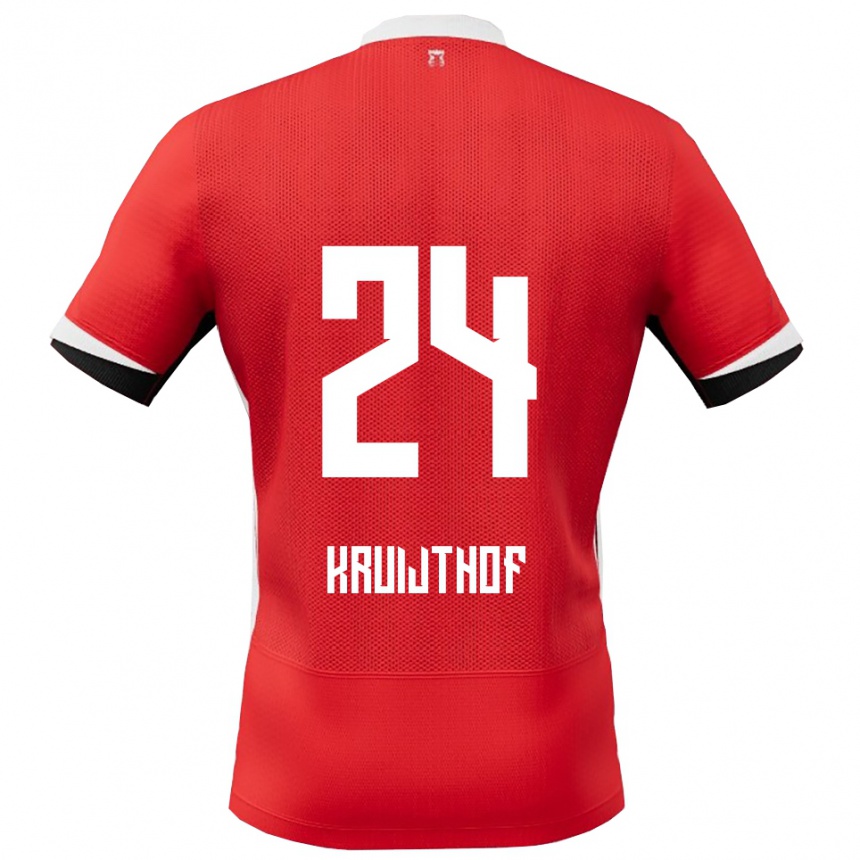 נשים כדורגל Annemiek Kruijthof #24 אדום לבן ג'רזי ביתית 2025/26