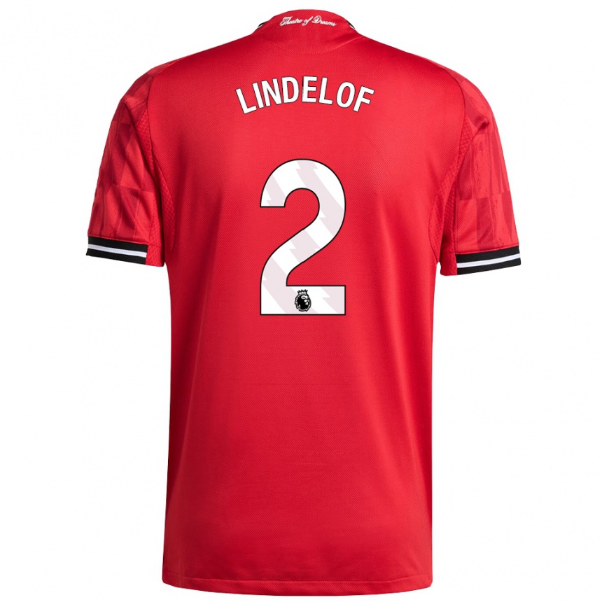 נשים כדורגל ויקטור לינדלוף #2 אדום שחור לבן ג'רזי ביתית 2025/26