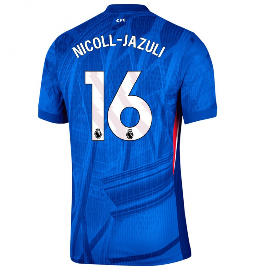נשים כדורגל Mahdi Nicoll-Jazuli #16 כחול לבן ג'רזי ביתית 2025/26