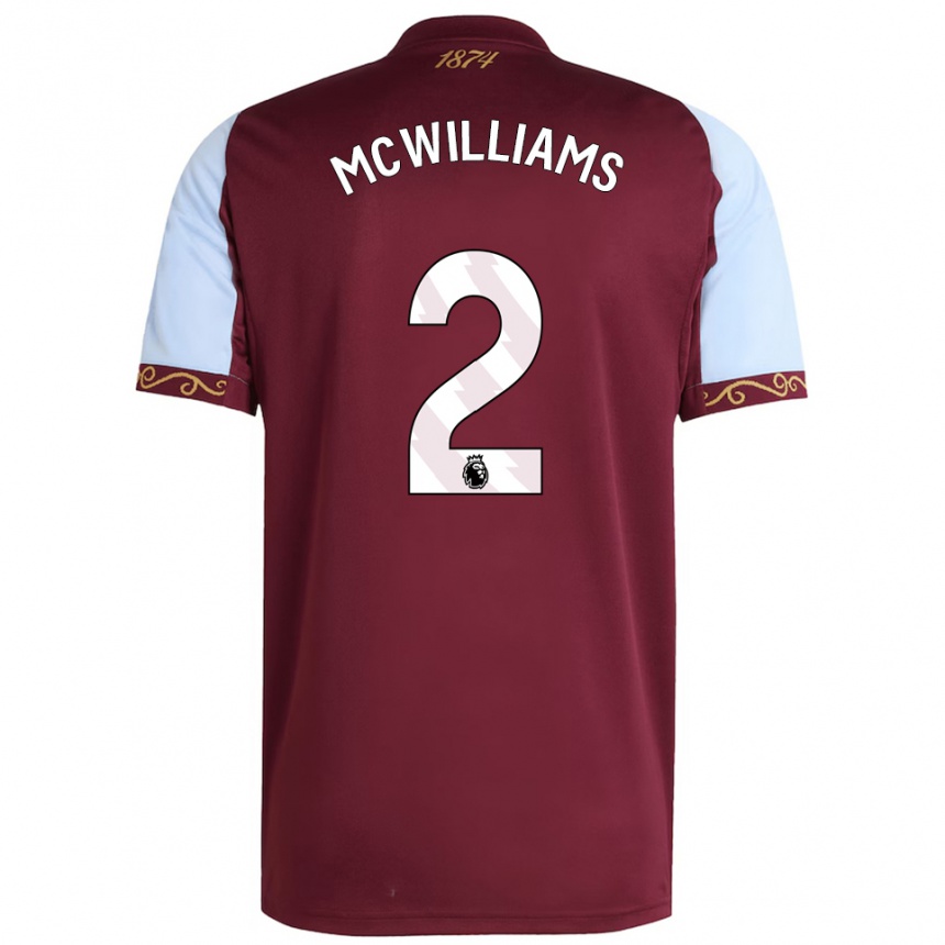 נשים כדורגל Ashton Mcwilliams #2 בורדו תכלת ג'רזי ביתית 2025/26