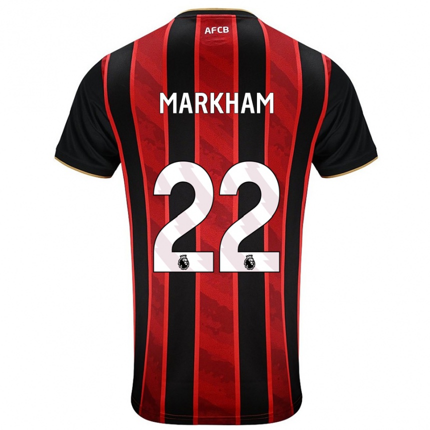 נשים כדורגל Jenna Markham #22 אדום שחור ג'רזי ביתית 2025/26