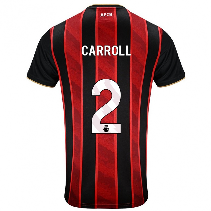 נשים כדורגל Ryan Carroll #2 אדום שחור ג'רזי ביתית 2025/26