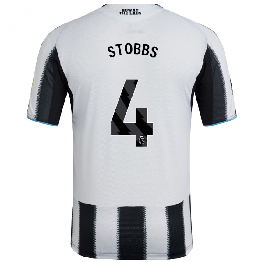 נשים כדורגל אמבר-קיגן סטובס #4 שחור לבן ג'רזי ביתית 2025/26