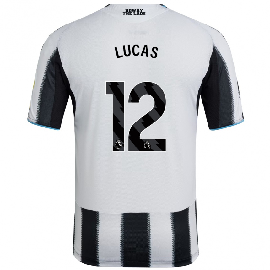 נשים כדורגל Kayden Lucas #12 שחור לבן ג'רזי ביתית 2025/26