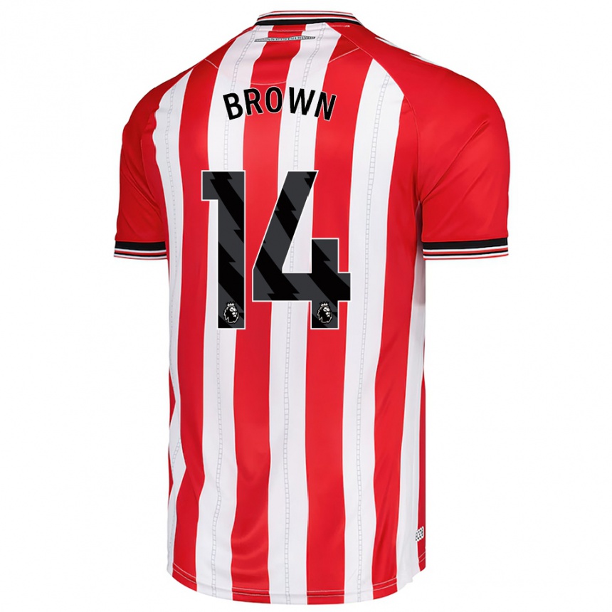 נשים כדורגל Jay Brown #14 אדום לבן ג'רזי ביתית 2025/26